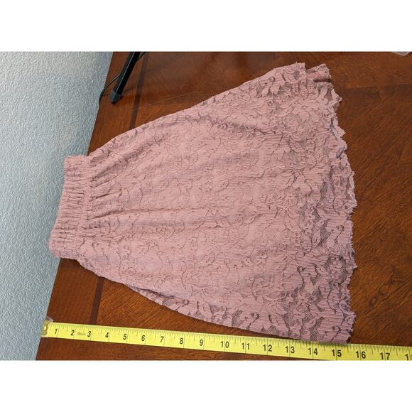 Adam Levine Lace Skirt Small Mauve Elastic Waist Micro Mini Lined Lacy Flowy - Picture 7 of 9